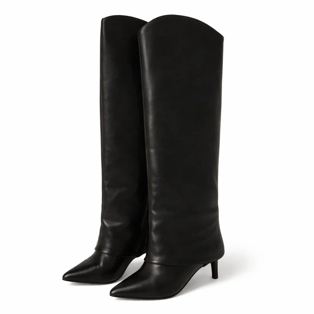 Schutz Maryana Cloak Black Leather Boots 8